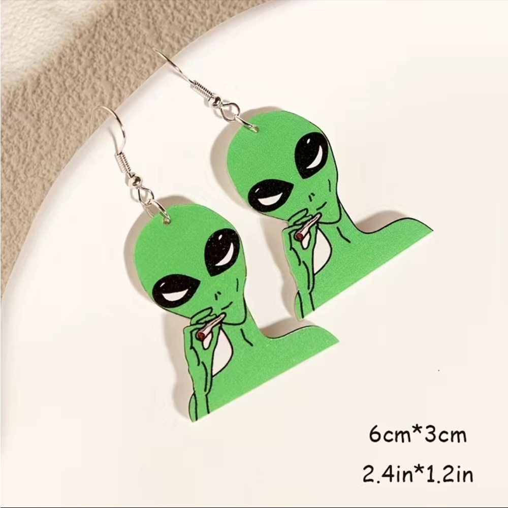 Alien Smoking Earrings - Picture 3 of 3